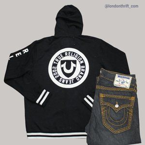 🔥TRUE RELIGION 🔥 BLACK HOODIE & TRIPLE STITCHED JEANS SET